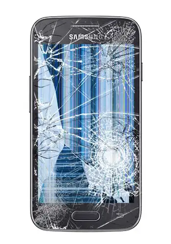 A SAMSUNG PHONE WITH A BROKEN SCREEN