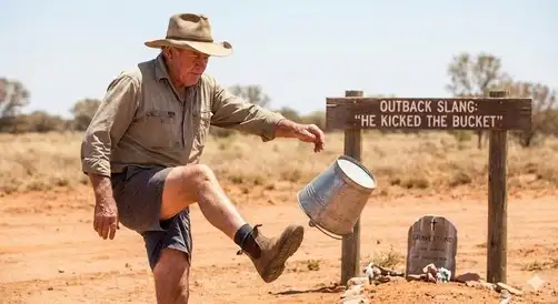 More Ozzie slang he kicked the bucket