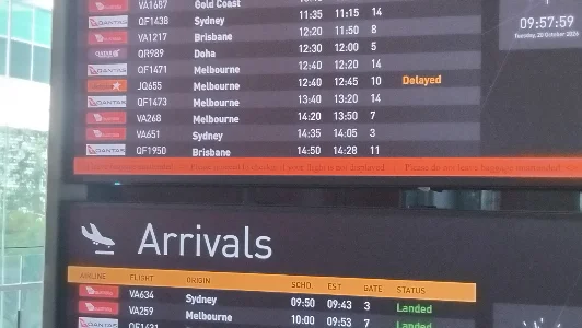 my flight from Canberra to Melbourne showed delayed when I arrived at the airport