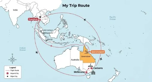 Bangkok to Brisbane travel